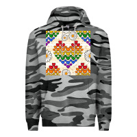 Slate Camo Pride lgbtq hearts and daisy seamless pattern Premium Hoodie - BundleAndBundleShop