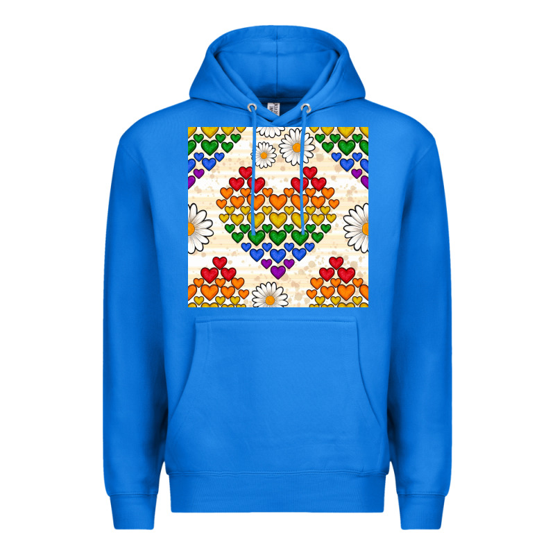Pride Lgbtq Hearts And Daisy Seamless Pattern Premium Hoodie by BundleAndBundleShop | Teevron