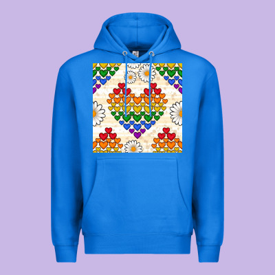 Pride Lgbtq Hearts And Daisy Seamless Pattern Premium Hoodie Designed By Bundleandbundleshop