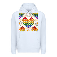 White Pride lgbtq hearts and daisy seamless pattern Premium Hoodie - BundleAndBundleShop