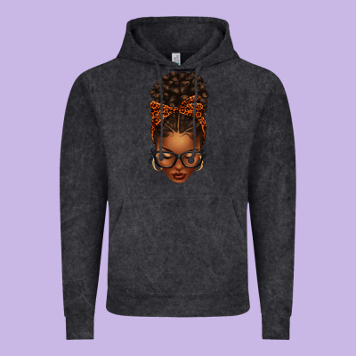 Afro Messy Bun Orange Leopard Bow Vintage Hoodie Designed By Texasbilliewilder