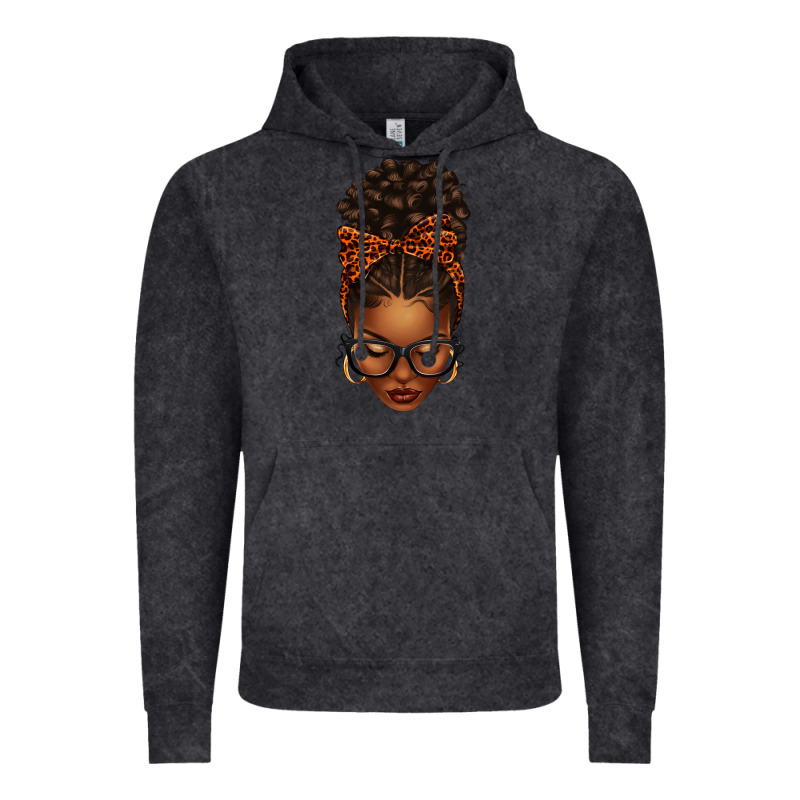 Afro Messy Bun Orange Leopard Bow Vintage Hoodie by texasbilliewilder | Teevron