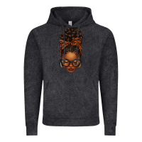 Vintage Black afro messy bun orange leopard bow Vintage Hoodie - texasbilliewilder