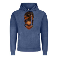 Vintage Denim afro messy bun orange leopard bow Vintage Hoodie - texasbilliewilder