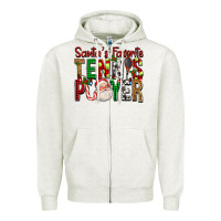 Oatmeal Heather Santa's Favorite Tennis Player For Christmas Zipper Hoodie - FaDigitalArtStudio