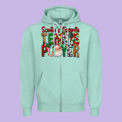 Santa's Favorite Tennis Player For Christmas Zipper Hoodie Designed By Fadigitalartstudio