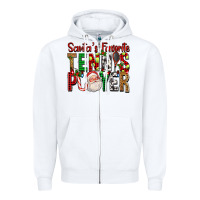 White Santa's Favorite Tennis Player For Christmas Zipper Hoodie - FaDigitalArtStudio