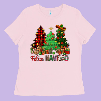 Feliz Navidad Ladies Tee Designed By Nancycooperartshop