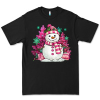 Black pink christmas snowman Premium Tee - MaliasSmallBusiness