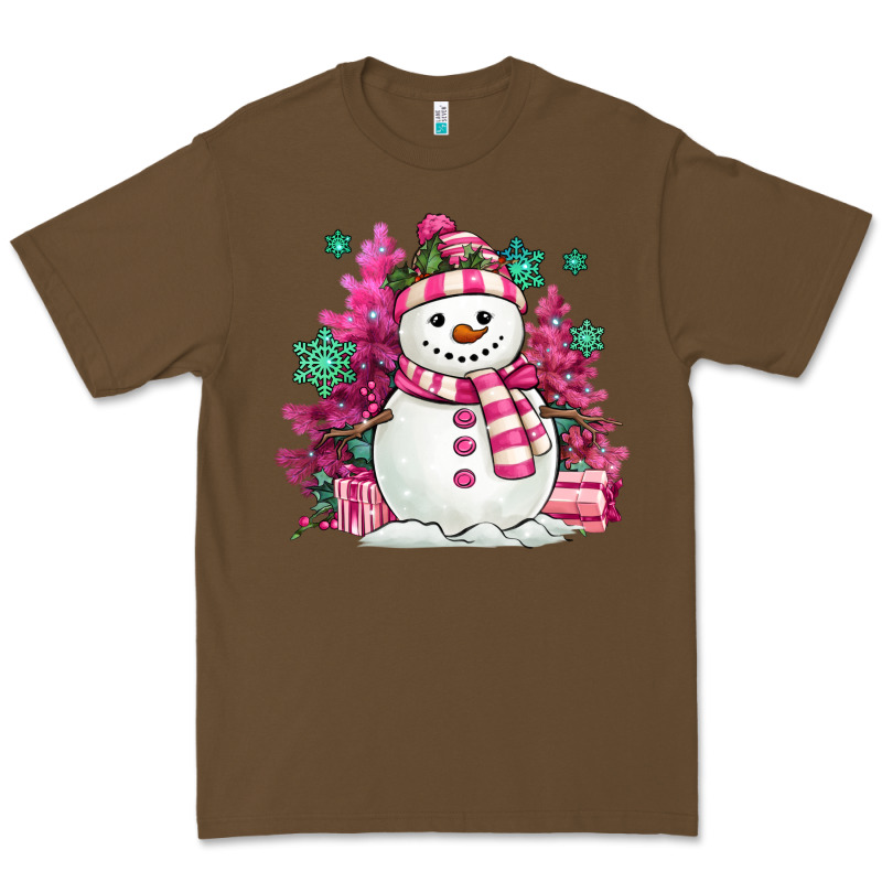 Pink Christmas Snowman Premium Tee by MaliasSmallBusiness | Teevron