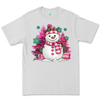 Dove Grey pink christmas snowman Premium Tee - MaliasSmallBusiness