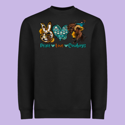 Peace Love Cowboys Heavyweight Sweatshirt Designed By Oliviacreatesart