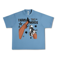 Pebble Blue I Have Two Moods Black Sneakers Afro Girl Urban Heavy Tee - texasbilliewilder