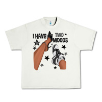 Pistachio I Have Two Moods Black Sneakers Afro Girl Urban Heavy Tee - texasbilliewilder
