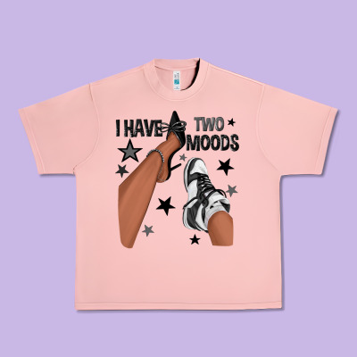 I Have Two Moods Black Sneakers Afro Girl Urban Heavy Tee Designed By Texasbilliewilder