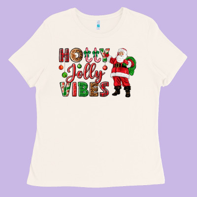 Holly Jolly Vibes Christmas With Santa Ladies Tee Designed By Nancycooperartshop