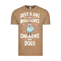 Vintage Coffee Just A Girl Who Loves Chickens And Dogs Gift Women Vintage Tee - trangStudio