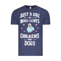 Vintage Denim Just A Girl Who Loves Chickens And Dogs Gift Women Vintage Tee - trangStudio