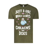 Vintage Olive Just A Girl Who Loves Chickens And Dogs Gift Women Vintage Tee - trangStudio