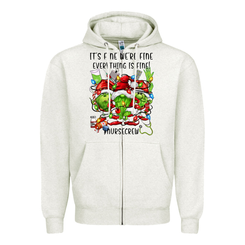 It's Fine We're Fine Everythıng Is Fine! Nursecre Zipper Hoodie by FaDigitalArtStudio | Teevron