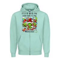 Seafoam it's fine we're fine everythıng is fine! nursecre Zipper Hoodie - FaDigitalArtStudio