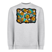 Cowhide  Turquoise Sunflowers Pattern Olivia Heavyweight Sweatshirt | Teevron