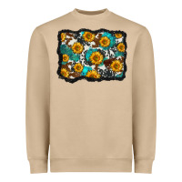 Mushroom cowhide  turquoise sunflowers pattern olivia Heavyweight Sweatshirt - OliviaCreatesArt