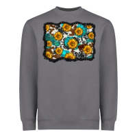 Storm cowhide  turquoise sunflowers pattern olivia Heavyweight Sweatshirt - OliviaCreatesArt