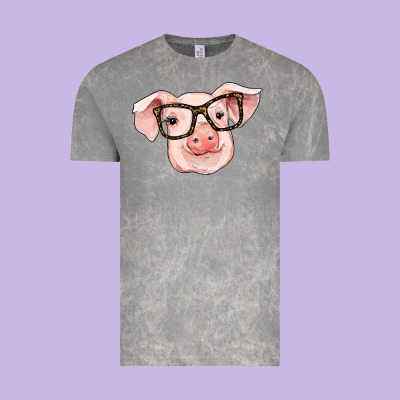 Pig With Glasses Vintage Tee Designed By Ranaportraitstore