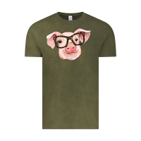 Vintage Olive pig with glasses Vintage Tee - RanaPortraitStore