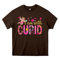 Chocolate Brown i am with cupid Heavy Core Tee - NancyCooperArtShop