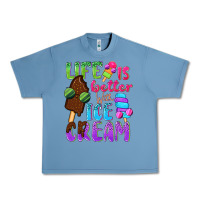 Pebble Blue Life is better with ice cream Urban Heavy Tee - NancyCooperArtShop