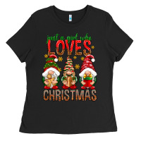 Black Just a girl who loves Christmas Ladies Tee - NancyCooperArtShop