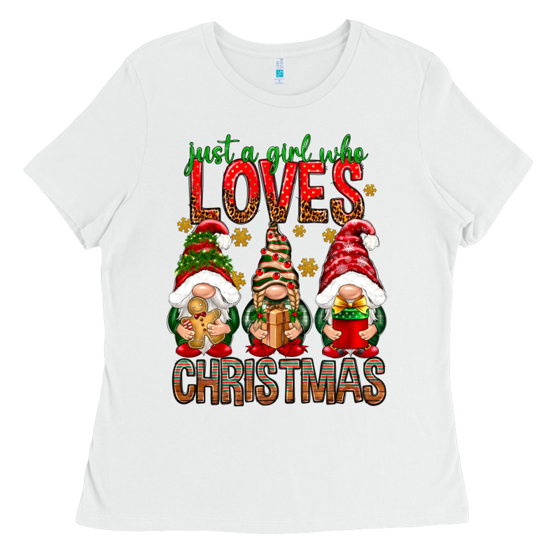 Just A Girl Who Loves Christmas Ladies Tee by NancyCooperArtShop | Teevron