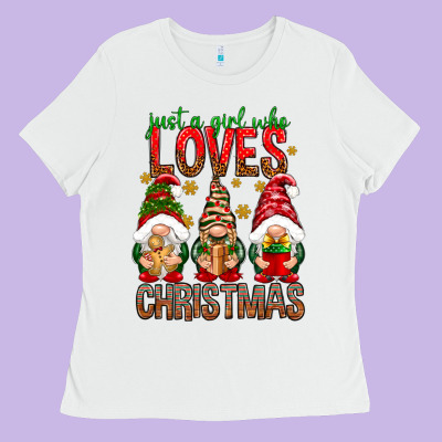 Just A Girl Who Loves Christmas Ladies Tee Designed By Nancycooperartshop