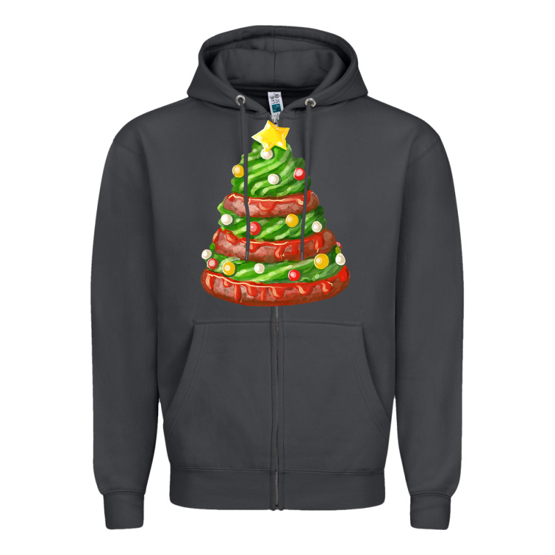 Green Chocolate Christmas Cookie Cake Zipper Hoodie by FaDigitalArtStudio | Teevron