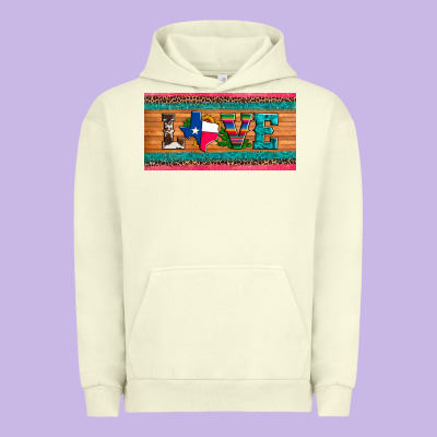Love Texas Sunflowers Cactus Cowhide License Plate Urban Hoodie Designed By Artiststas