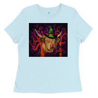 Baby Blue halloween glitter highland cow tumbler Ladies Tee - RanaPortraitStore