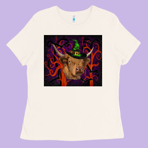 Halloween Glitter Highland Cow Tumbler Ladies Tee Designed By Ranaportraitstore