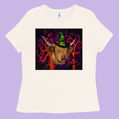 Halloween Glitter Highland Cow Tumbler Ladies Tee Designed By Ranaportraitstore