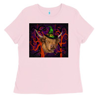 Bubblegum Pink halloween glitter highland cow tumbler Ladies Tee - RanaPortraitStore