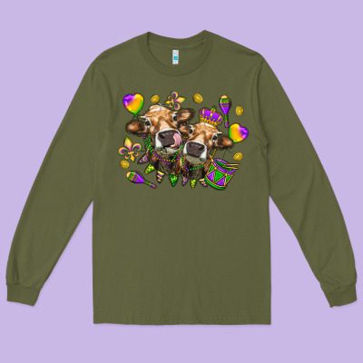 Mardi Gras Heifers Long Sleeve Tee Designed By Howdyjamesfarm