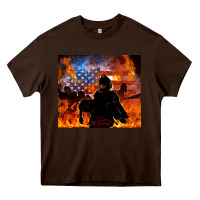 Chocolate Brown western firefighters Heavy Core Tee - MaliasSmallBusiness