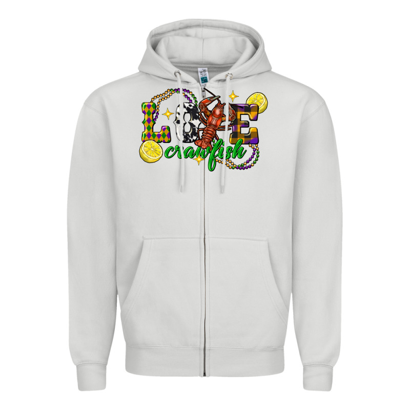 Mardi Gras Love Crawfish Zipper Hoodie by FaDigitalArtStudio | Teevron