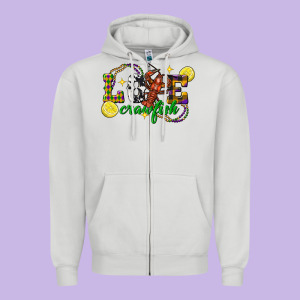 Mardi Gras Love Crawfish Zipper Hoodie Designed By Fadigitalartstudio