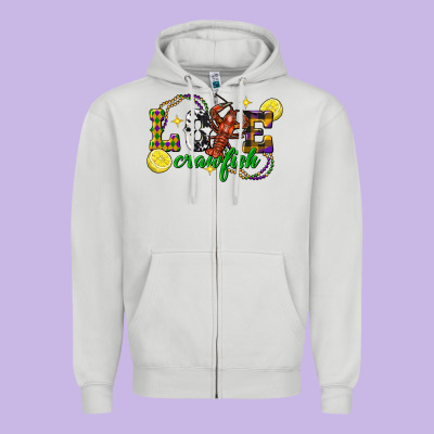 Mardi Gras Love Crawfish Zipper Hoodie Designed By Fadigitalartstudio