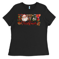 Black Howdy Christmas Santa Ladies Tee - NancyCooperArtShop