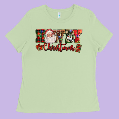 Howdy Christmas Santa Ladies Tee Designed By Nancycooperartshop