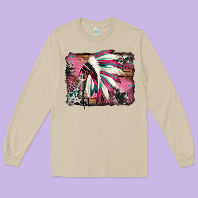 Indian Headdress Valentine's Day Long Sleeve Tee Designed By Jasminsmagicworld
