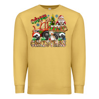 Antique Gold Merry Christmas  tractor Premium Sweatshirt - CowhideDigitalArt